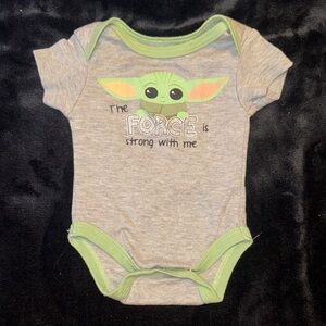 Disney Gray and Green Baby Yoda Bodysuit
